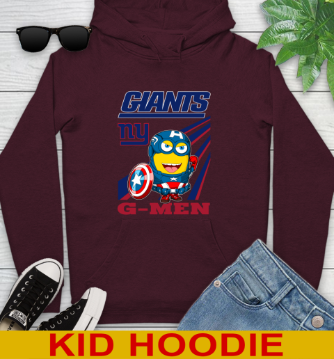 NFL Football New York Giants Captain America Marvel Avengers Minion Shirt Youth Hoodie 7