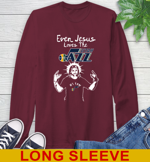 Utah Jazz NBA Basketball Even Jesus Loves The Jazz Shirt Long Sleeve T-Shirt 7