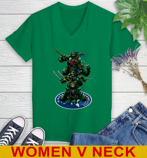 NBA Basketball Minnesota Timberwolves Teenage Mutant Ninja Turtles Shirt Women's V-Neck T-Shirt 6