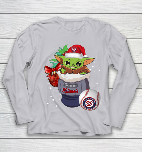 Washington Nationals Christmas Baby Yoda Star Wars Funny Happy MLB Youth Long Sleeve 5