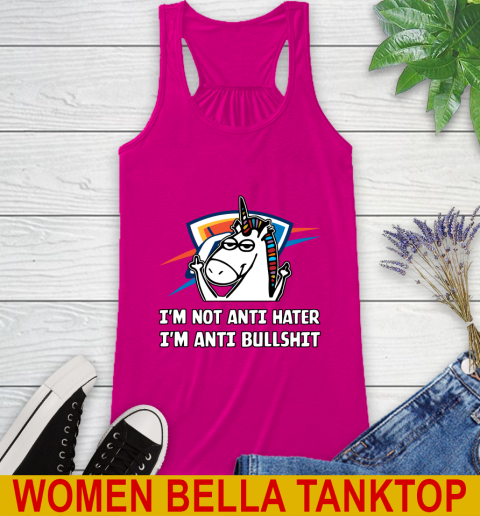 Oklahoma City Thunder NBA Basketball Unicorn I'm Not Anti Hater I'm Anti Bullshit Racerback Tank 8