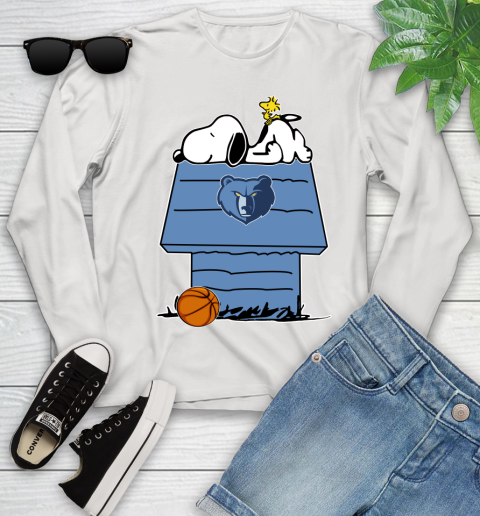 Memphis Grizzlies NBA Basketball Snoopy Woodstock The Peanuts Movie Youth Long Sleeve