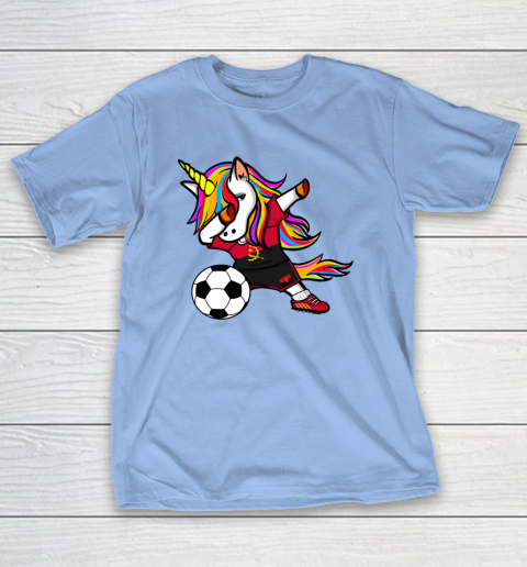 Funny Dabbing Unicorn Angola Football Angolan Flag Soccer T-Shirt 23