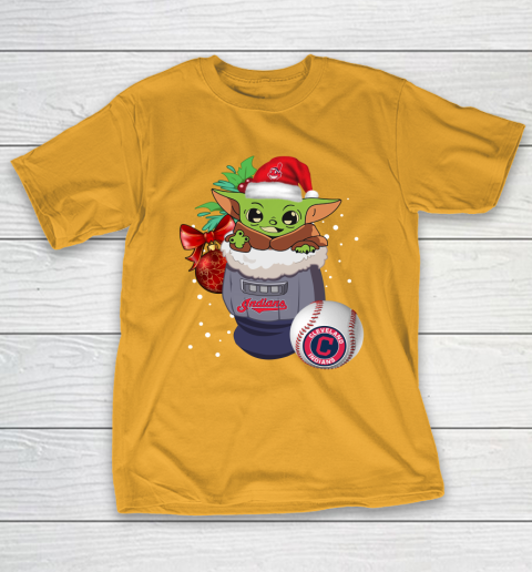 Cleveland Indians Christmas Baby Yoda Star Wars Funny Happy MLB T-Shirt 4