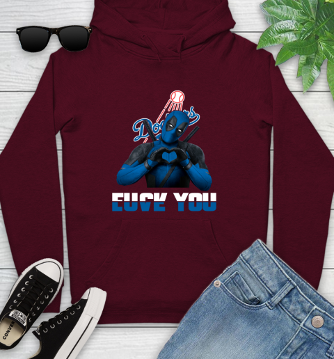 MLB Los Angeles Dodgers Deadpool Love You Fuck You Baseball Sports Youth Hoodie 7