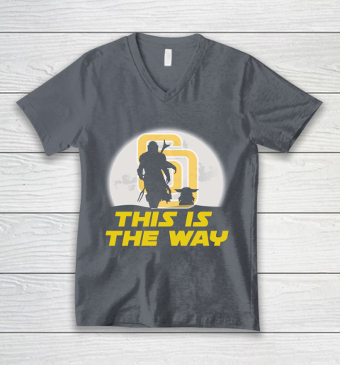 San Diego Padres MLB Baseball Star Wars Yoda And Mandalorian This Is The Way V-Neck T-Shirt 4