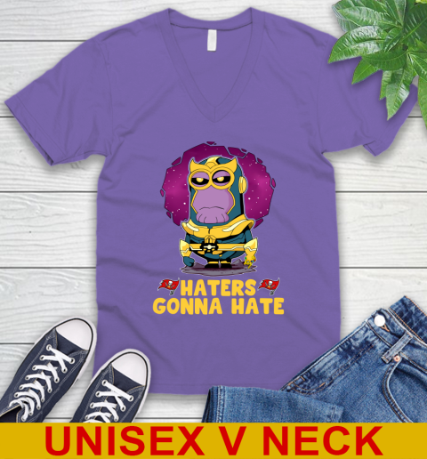 NFL Football Tampa Bay Buccaneers Haters Gonna Hate Thanos Minion Marvel Shirt V-Neck T-Shirt 9