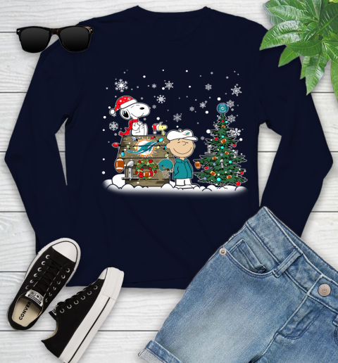 NFL Miami Dolphins Snoopy Charlie Brown Christmas Football Super Bowl Sports Youth Long Sleeve 2