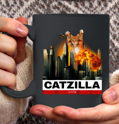 CATZILLA  Funny Kitty Tshirt for Cat lovers to Halloween Ceramic Mug 11oz 2