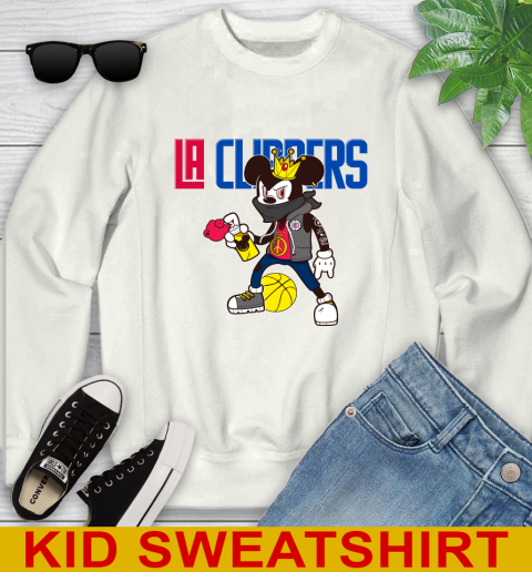 LA Clippers NBA Basketball Mickey Peace Sign Sports Youth Sweatshirt