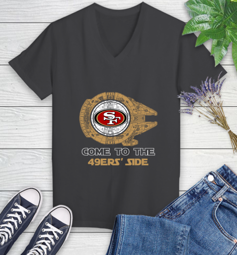 NFL Come To The San Francisco 49ers Star Wars Football Sports Women's V-Neck T-Shirt 8
