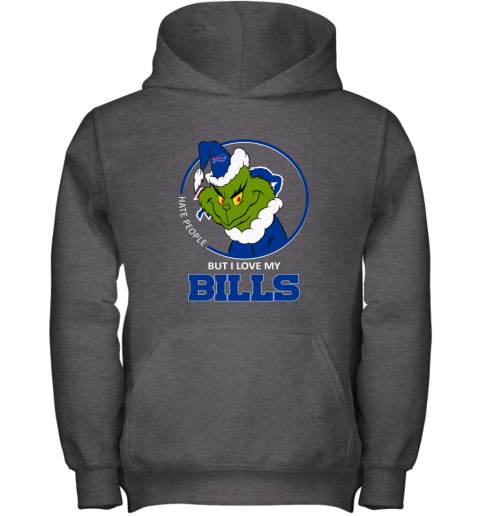 wvgu i hate people but i love my buffalo bills grinch nfl youth hoodie 43 front dark heather