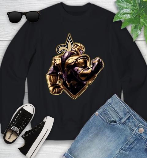 NFL Thanos Avengers Endgame Football Sports New Orleans Saints Youth Sweatshirt 2