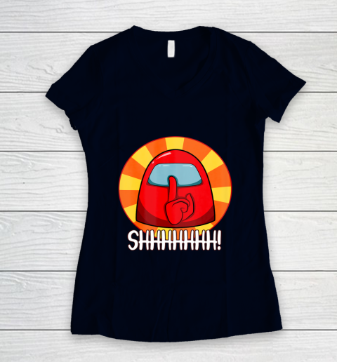 Among Us Game Shirt Cool Among Us shirt Crewmate or Impostor SHHHHHH Women's V-Neck T-Shirt 2