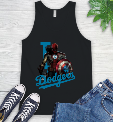 MLB Captain America Thor Spider Man Hawkeye Avengers Endgame Baseball Los Angeles Dodgers Tank Top 2