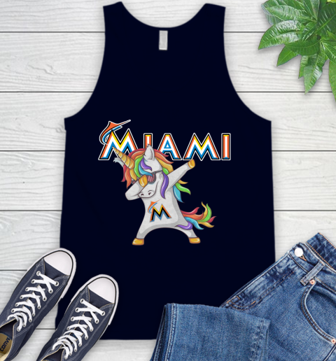 Miami Marlins MLB Baseball Funny Unicorn Dabbing Sports Tank Top 3