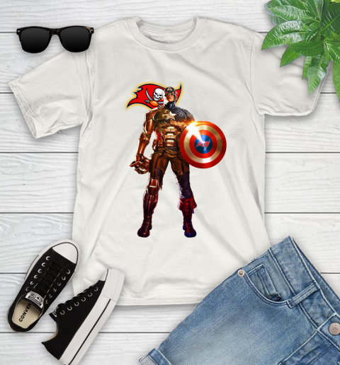NFL Captain America Marvel Avengers Endgame Football Sports Tampa Bay Buccaneers Youth T-Shirt