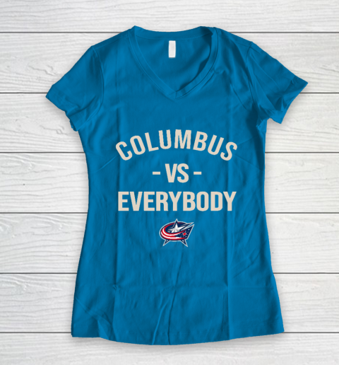 Columbus Blue Jackets Vs Everybody Women's V-Neck T-Shirt 5