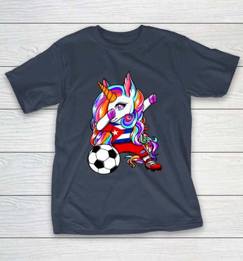Dabbing Unicorn Cuba Soccer Fans Jersey Cuban Football Lover T-Shirt 4