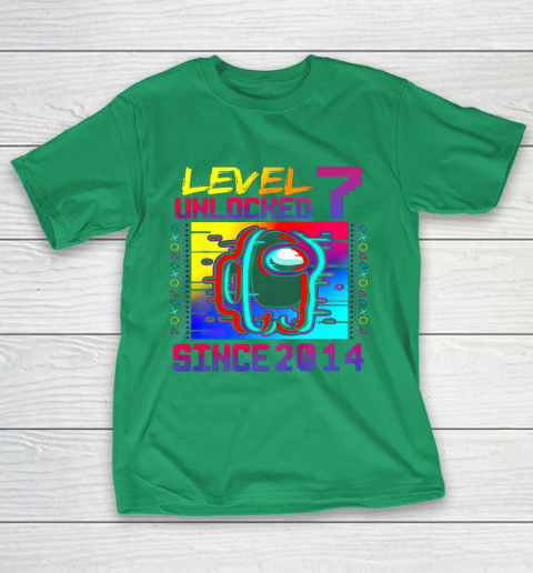 Disstressed Level 7 Unlocked Among With Us 7th Birthday T-Shirt
