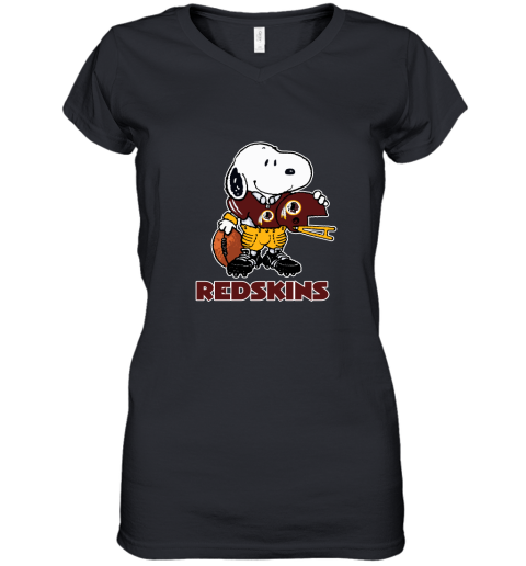 Snoopy A Strong And Proud Washington Redskins Player NFL Women's V-Neck T-Shirt
