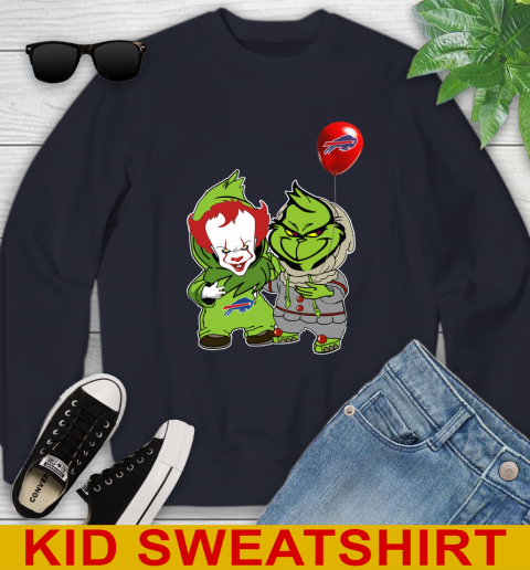 Buffalo Bills Baby Pennywise Grinch Christmas NFL Football Youth Sweatshirt 3
