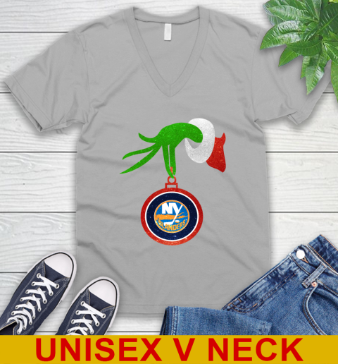 New York Islanders Grinch Merry Christmas NHL Hockey V-Neck T-Shirt 4