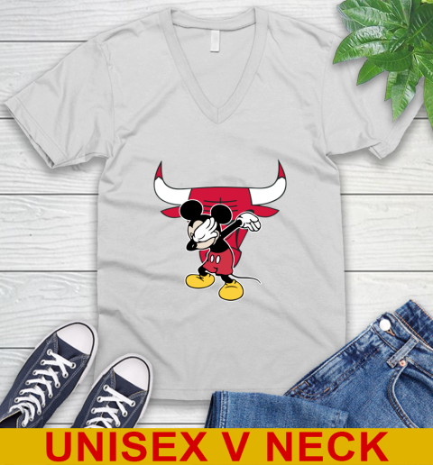 Chicago Bulls NBA Basketball Dabbing Mickey Disney Sports V-Neck T-Shirt