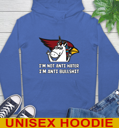 Arizona Cardinals NFL Football Unicorn I'm Not Anti Hater I'm Anti Bullshit Hoodie 9