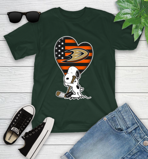 Anaheim Ducks NHL Hockey The Peanuts Movie Adorable Snoopy Youth T-Shirt 5