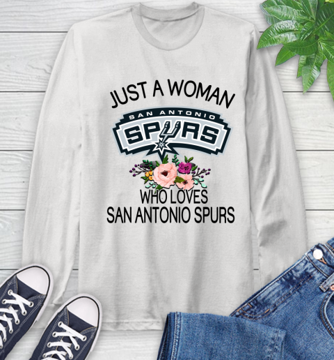 NBA Just A Woman Who Loves San Antonio Spurs Basketball Sports Long Sleeve T-Shirt