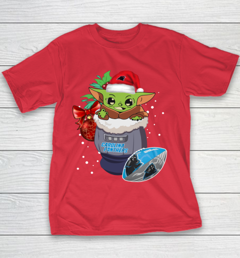 Carolina Panthers Christmas Baby Yoda Star Wars Funny Happy NFL Youth T-Shirt 9