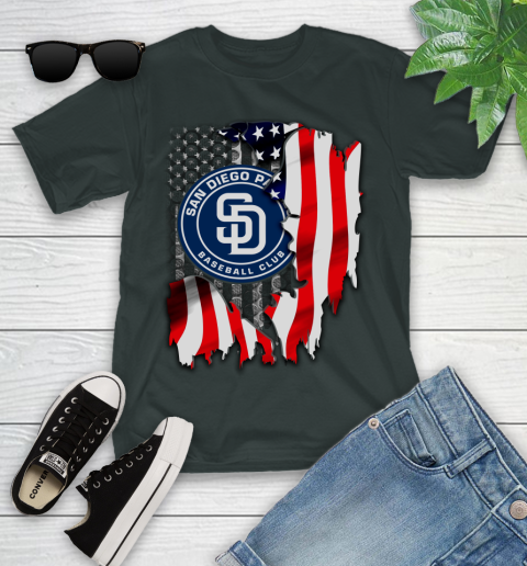 San Diego Padres MLB Baseball American Flag Youth T-Shirt 6