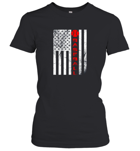 USA Red White  Vintage American Flag Baseball Gift Women's T-Shirt