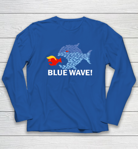 Blue Wave 2024 Funny Big Fish Eat Little Fish Trump Hair Long Sleeve T-Shirt 5