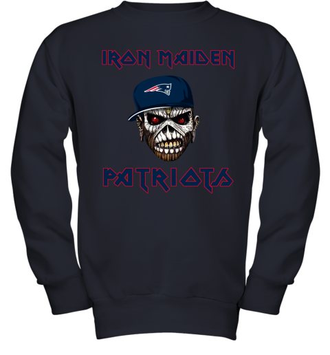NFL New England Patriots Iron Maiden Rock Band Music Football Sports HtPJ0tArjAy youth sweatshirt 47 95 151514 front navy