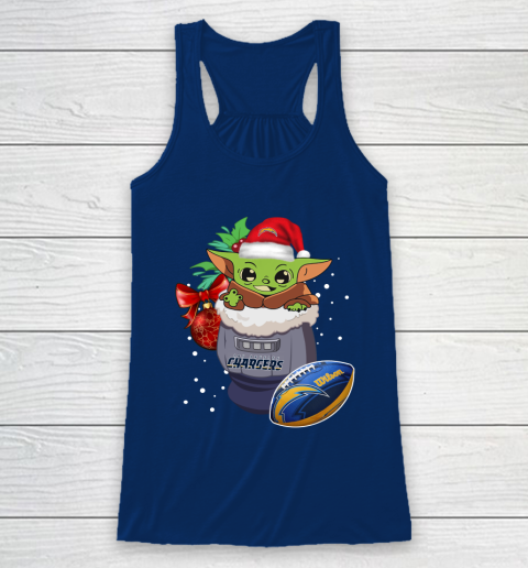 Los Angeles Chargers Christmas Baby Yoda Star Wars Funny Happy NFL Racerback Tank 7