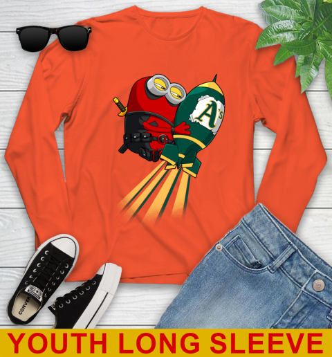 MLB Baseball Oakland Athletics Deadpool Minion Marvel Shirt Youth Long Sleeve 3