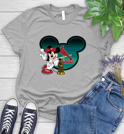 MLB St.Louis Cardinals The Commissioner's Trophy Mickey Mouse Disney Women's T-Shirt 5