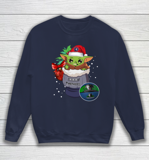 Minnesota Timberwolves Christmas Baby Yoda Star Wars Funny Happy NBA Sweatshirt 3