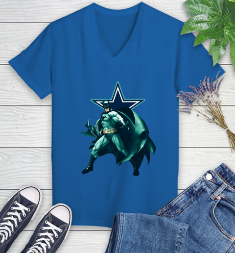 NFL Batman Football Sports Dallas Cowboys Women's V-Neck T-Shirt 10