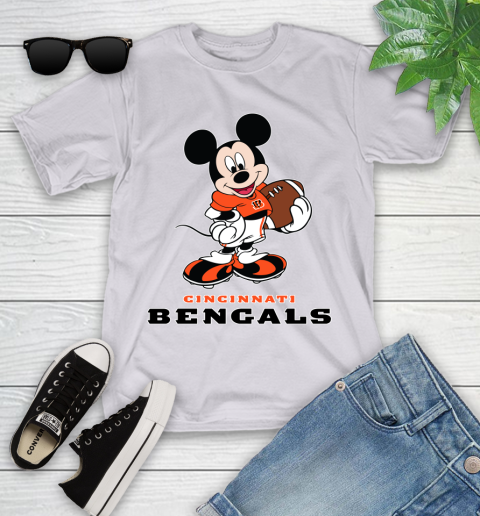 NFL Football Cincinnati Bengals Cheerful Mickey Mouse Shirt Youth T-Shirt 4