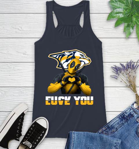 NHL Nashville Predators Deadpool Love You Fuck You Hockey Sports Racerback Tank 10