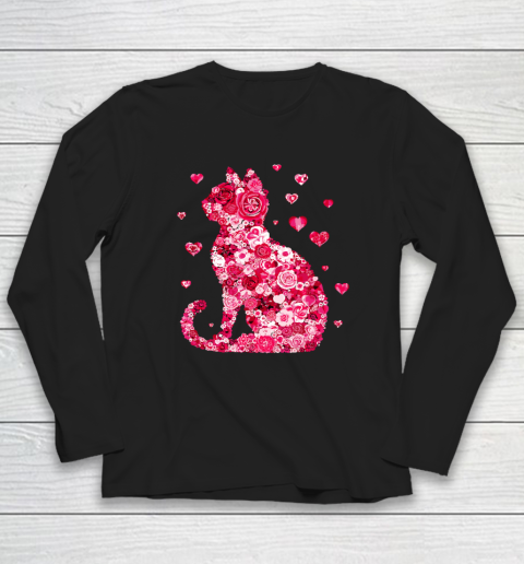 Funny Girls Cat Valentines Day Happy Meowentine's Day Long Sleeve T-Shirt