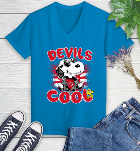 NHL Hockey New Jersey Devils Cool Snoopy Shirt Women's V-Neck T-Shirt 5