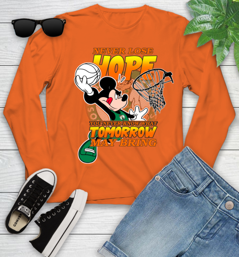 Boston Celtics NBA Basketball Mickey Disney Never Lose Hope Youth Long Sleeve 3
