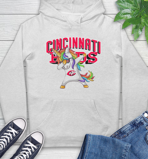Cincinnati Reds MLB Baseball Funny Unicorn Dabbing Sports Hoodie
