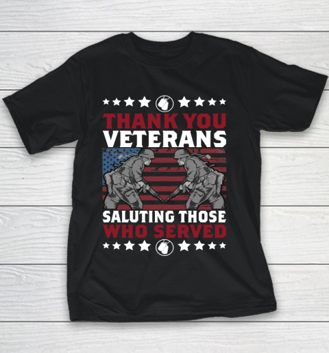 Veteran Shirt Thank You Veterans Saluting Those Who Served Youth T-Shirt