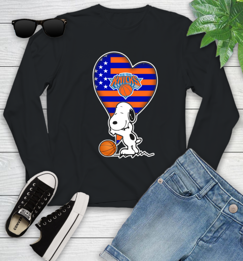 New York Knicks NBA Basketball The Peanuts Movie Adorable Snoopy Youth Long Sleeve 2
