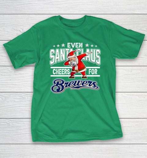 Milwaukee Brewers Even Santa Claus Cheers For Christmas MLB T-Shirt 5